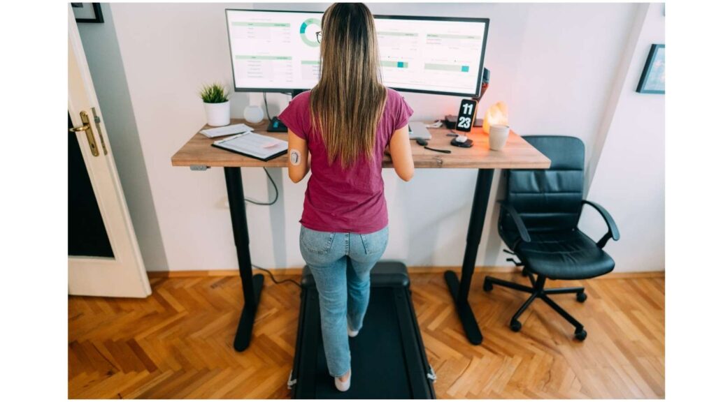 walking pad bij zit sta bureau